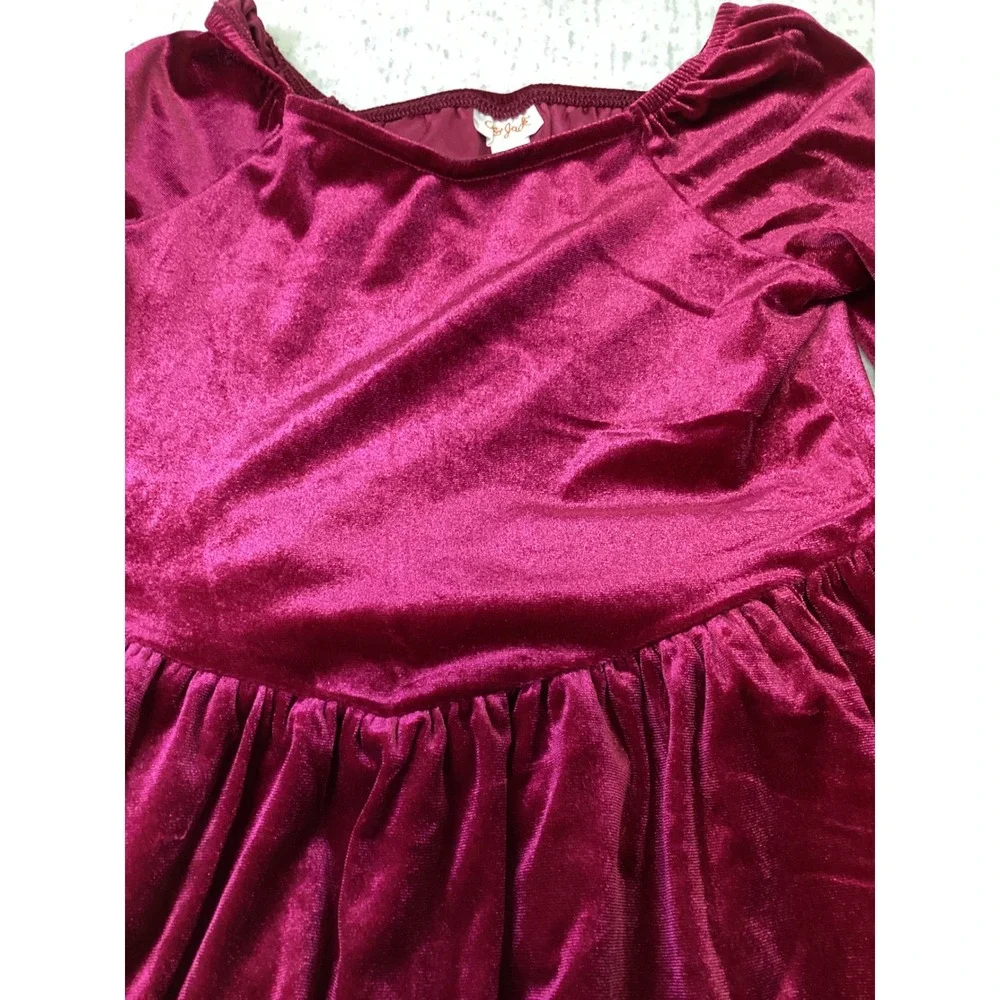 Cat‎ & Jack Girls Garnet Red Velvet Long Sleeve Dress Size S 6/7 NWT 54Z3PG